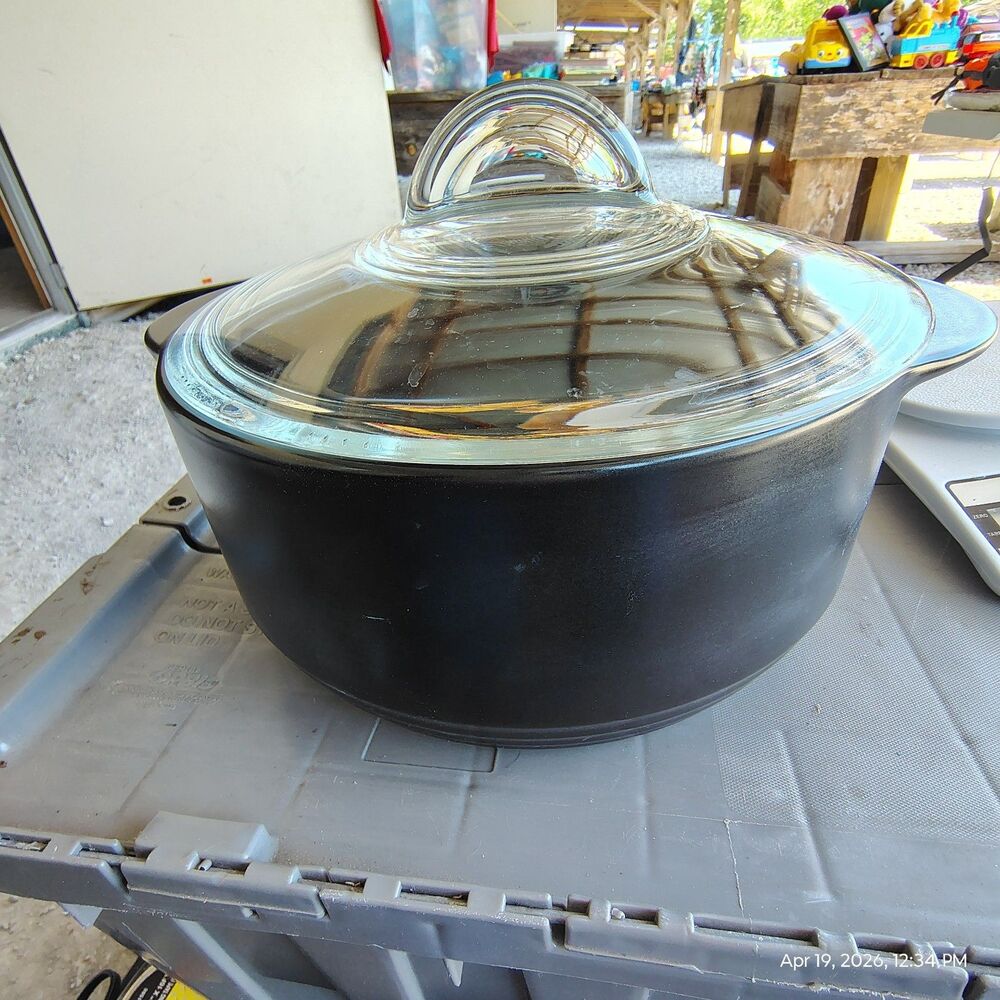 Pampered Chef Rockcrok 4 Qt Dutch Oven Ceramic Cooker w/ Glass Lid Slow...